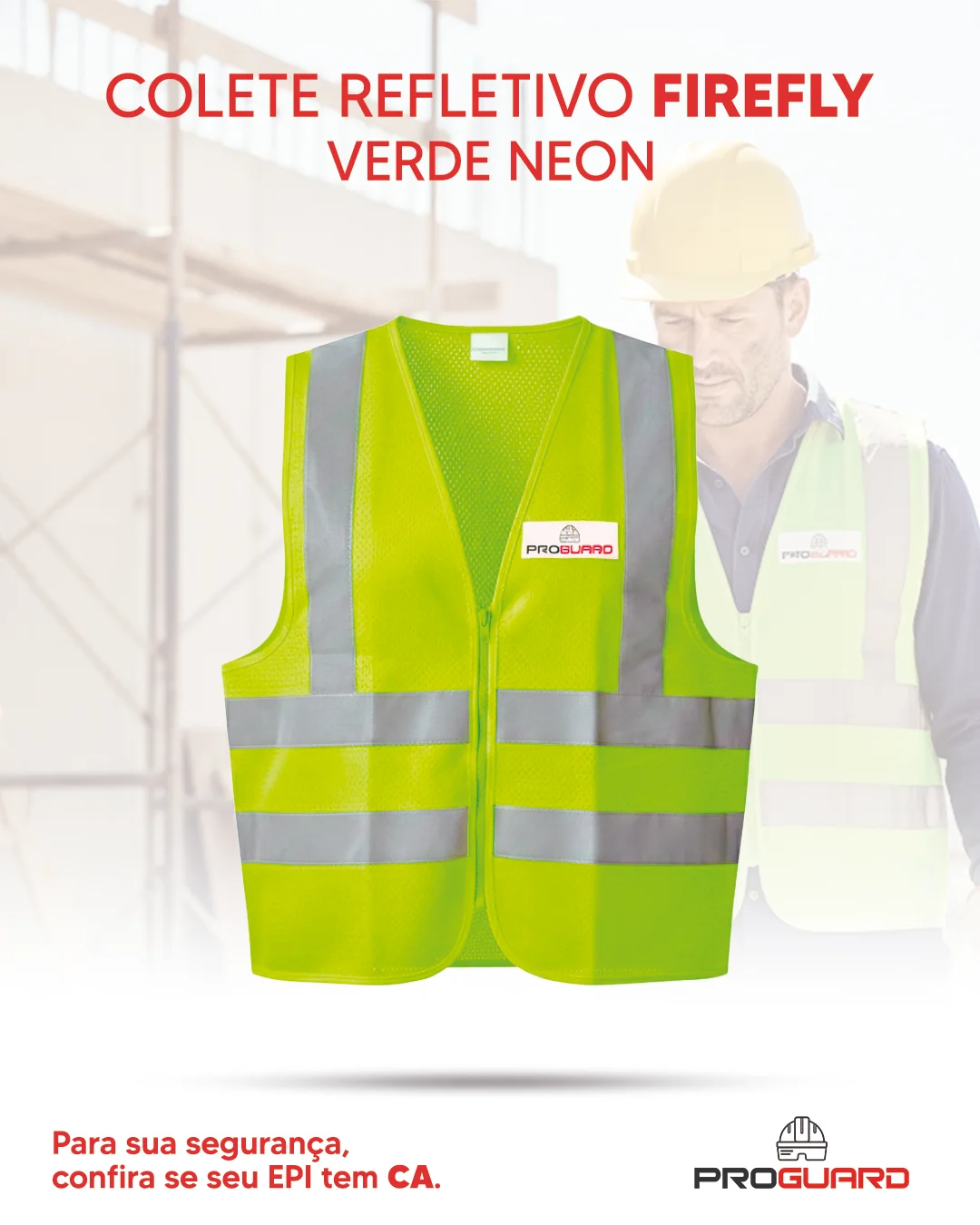 PROGUARD - Colete Refletivo Sem Bolso FIREFLY - Vista Frontal